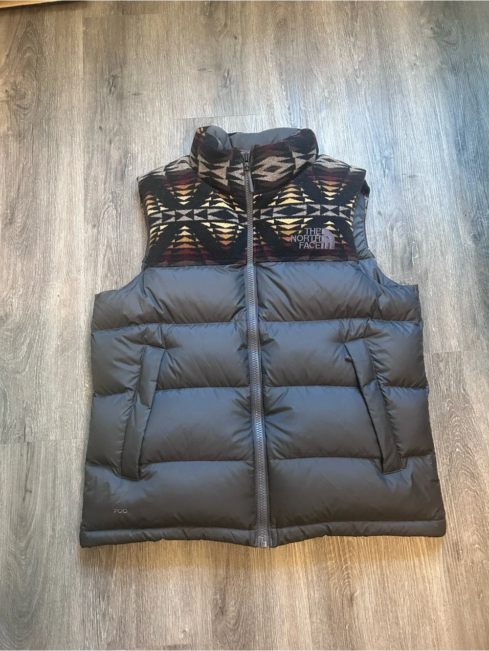 The North Face Vest Mens Large Gray Pendleton Wool Down Puffer 700 Fill